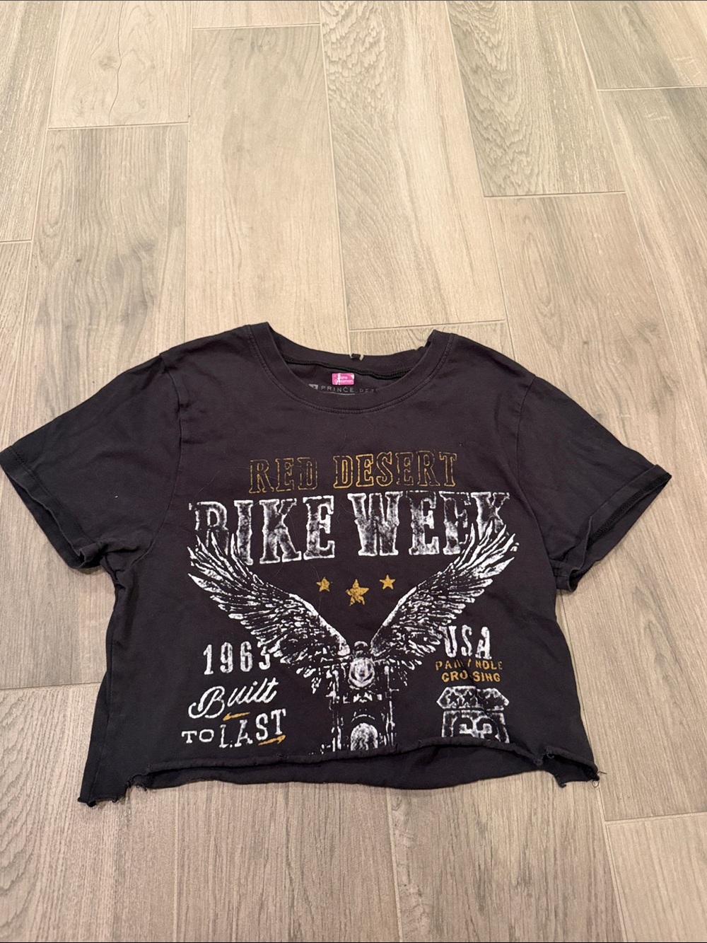 Prince Peter Collection Girls Bike Week Black Graphic Crop Tee Size XS
